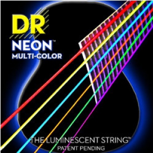 DR NEON Hi-Def Multi-Color - struny do gitary akustycznej, Coated, Medium, .012-.054