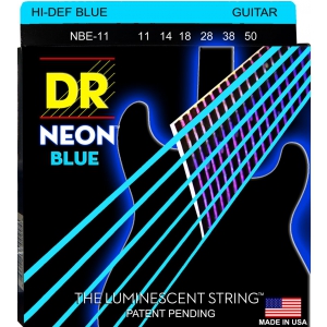 DR NEON Hi-Def Blue - struny do gitary elektrycznej, Heavy, .011-.050