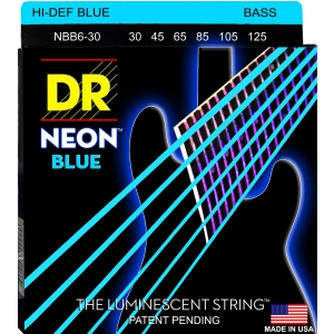 DR NEON Hi-Def Blue - struny do gitary basowej, 6-String, Medium, .030-.125