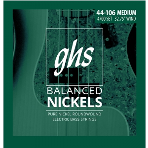 GHS Balanced Nickels - struny do gitary basowej, Medium, .044-.106, Short Scale