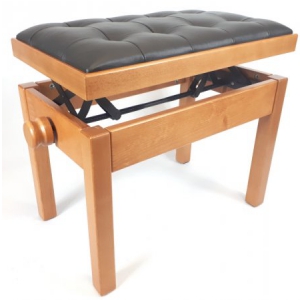 MStar Sonata Plus �awa do pianina, kolor: czere�nia, siedzisko: czarna sk�ra naturalna - pikowana