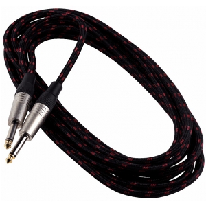 RockCable kabel instrumentalny - straight TS (6.3 mm / 1/4), braided cloth mantle, black - 6 m / 19.7 ft.