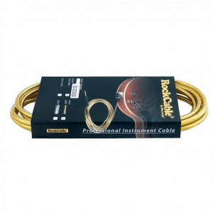 RockCable kabel instrumentalny - angled TS (6.3 mm / 1/4), gold - 3 m / 9.8 ft.