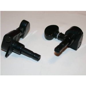 Grover Mini Locking Rotomatics Guitar Machine Heads, Black Chrome / 6-in-Line (left) klucze gitarowe