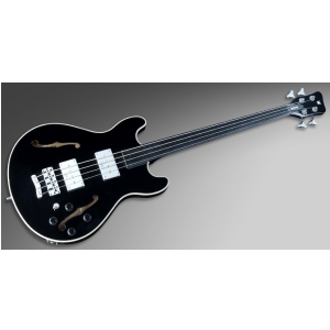 RockBass Star Bass Maple 4-String, Solid Black High Polish, Fretless - Medium Scale gitara basowa