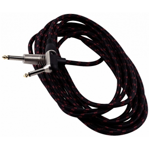 RockCable kabel instrumentalny - angled TS (6.3 mm / 1/4), braided cloth mantle, black - 9 m / 29.5 ft.