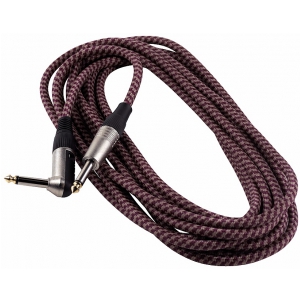 RockCable kabel instrumentalny - angled TS (6.3 mm / 1/4), braided cloth mantle, beige - 6 m / 19.7 ft.