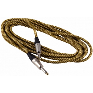 RockCable kabel instrumentalny - straight TS (6.3 mm / 1/4), braided cloth mantle, gold - 6 m / 19.7 ft.