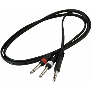 RockCable Patch Cable - TRS (6.3 mm / 1/4) to 2 x TS (6.3 mm / 1/4) - 1.5 m / 4.9 ft.