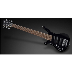 RockBass Corvette Basic 6-String, Black Solid High Polish, Active, Fretted, Lefthand gitara basowa