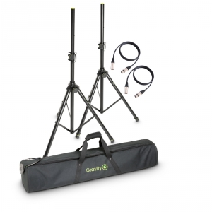 Gravity SS 5211 B SET 3 zestaw dw�ch statyw�w kolumnowych z torb� i przewodem XLR (2szt./5mb)