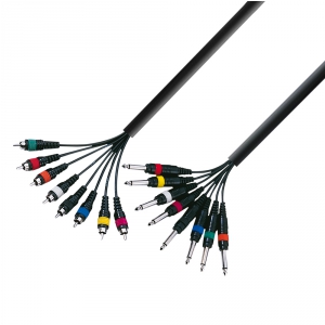 Adam Hall Cables K3 L8 PC 0300 - Kabel Multicore 8 x jack mono 6,3 mm - 8 x cinch mskie, 3 m