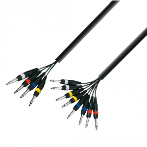 Adam Hall Cables K3 L8 VP 0500 - Kabel Multicore 4 x jack stereo 6,3 mm - 8 x jack mono 6,3 mm, 5 m