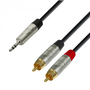 Adam Hall Cables K4 YWCC 0150 - Kabel audio REAN jack stereo 3,5 mm - 2 x cinch męskie, 1,5 m