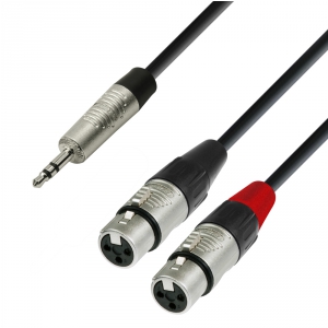 Adam Hall Cables K4 YWFF 0180 - Kabel audio REAN jack stereo 3,5 mm - 2 x XLR eskie, 1,8 m