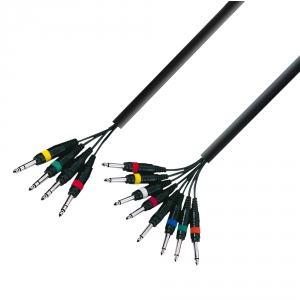 Adam Hall Cables K3 L8 VP0 300 - Kabel Multicore 4 x jack stereo 6,3 mm - 8 x jack mono 6,3 mm, 3 m