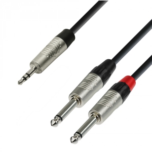 Adam Hall Cables K4 YWPP 0090 - Kabel audio REAN jack stereo 3,5 mm - 2 x jack mono 6,3 mm, 0,9 m