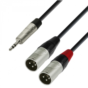 Adam Hall Cables K4 YWMM 0180 - Kabel audio REAN jack stereo 3,5 mm - 2 x XLR mskie, 1,8 m
