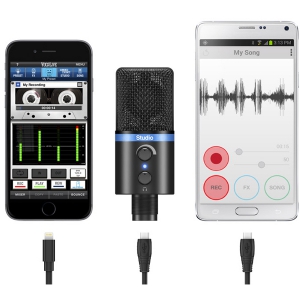 IK Multimedia iRig Mic Studio Black mikrofon pojemnociowy, wsppracujcy z urzdzeniami iOS oraz Android