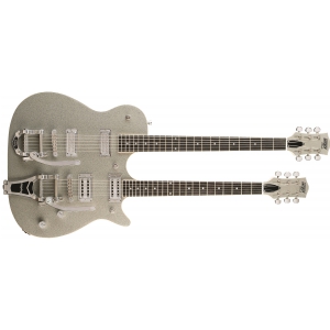 Gretsch G5566 Electromatic Jet Double Neck with Bigsby Rosewood Fingerboard, Silver Sparkle gitara elektryczna