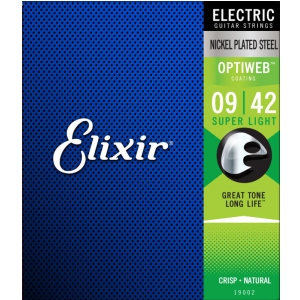 Elixir 16550 Optiweb Super Light potrójny komplet strun do gitary elektrycznej 9-42