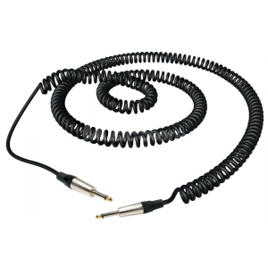 RockCable D6 Curly kabel instrumentalny - straight TS (6.3 mm / 1/4), silver - 6 m / 19,7 ft.