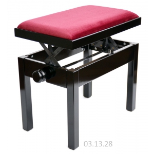MStar Sonata �awa do pianina, kolor: czarny po�ysk, siedzisko bordo welur