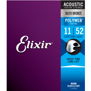 Elixir 11025 PW Custom Light 80/20 Bronze struny do gitary akustycznej 11-52