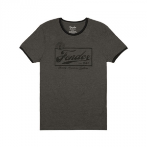 Fender Beer Label Men′s Ringer Tee, Gray/Black, Large koszulka