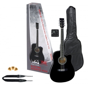 VGS Electro-Acoustic Gitara elektroakustyczna zestaw, czarny
