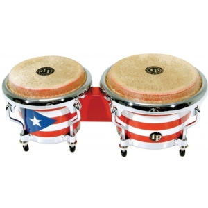 Latin Percussion Bongo Mini Tunable Puerto Rican Flag