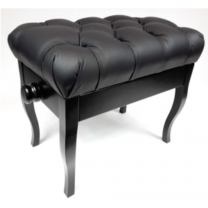 MStar MX �awa koncertowa do pianina, kolor: czarny po�ysk, siedzisko: czarna sk�ra naturna - pikowana