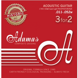 Adamas (664573) Phosphor Bronze Historic Reissue, struny do gitary akustycznej - 3pack Light .012-.053