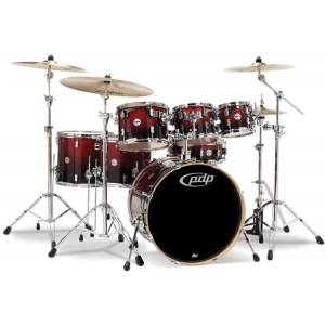 PDP by DW Shell set Concept Maple, Red to Black Sparkle