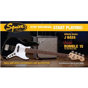 Fender Squier Affinity Jazz Bass black zestaw wzmacniacz Rumble 15 V3