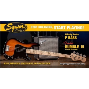 Fender Squier Precision Bass BSB gitara basowa, zestaw (wzmacniacz Rumble 15V3, pokrowiec, akcesoria)