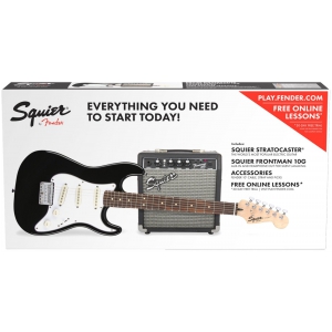 Fender Strat SS Pack, Rosewood Fingerboard, Black, 230V EUR zestaw