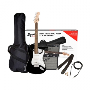 Fender Strat SS Pack, Rosewood Fingerboard, Black, 230V UK zestaw