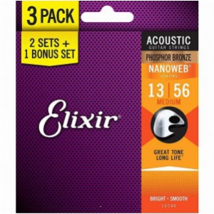 Elixir 16546 Phosphor Bronze NW potrjny komplet strun do gitary akustycznej 13-56