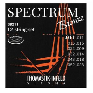 Thomastik (669177) struny do gitary akustycznej Spectrum Bronze - SB 211 - 12-strunowy. Light .011-.052