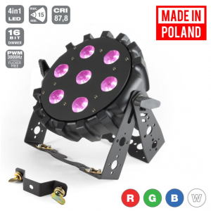 Flash Pro LED PAR 64 SLIM 7x10W RGBW 4w1 15st PRO MKII - reflektor LED czarny płaski