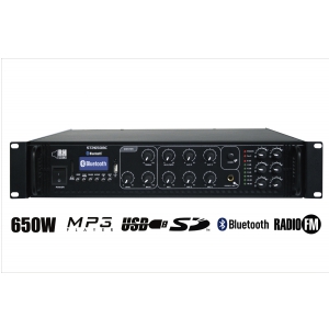 RH Sound ST-2650BC/MP3+FM+Bluetooth wzmacniacz radiowzowy100V, 650W, 6 stref