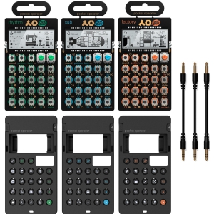 Teenage Engineering PO-10 series Zestaw 3 mini syntezatorw z dedykowanymi case′ami i kabelkami do synchronizacji