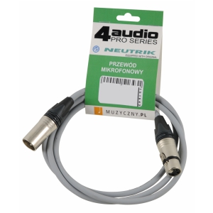 4Audio MIC PRO 1m Grey przew�d mikrofonowy XLR-F - XLR-M (szary) Neutrik