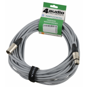 4Audio MIC PRO 20m przew�d mikrofonowy XLR-F - XLR-M z opask� (szary), Neutrik