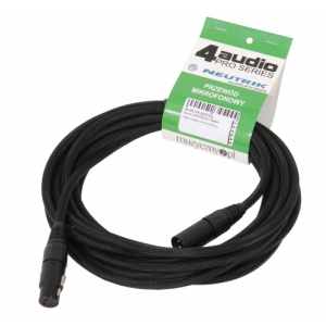 4Audio MIC PRO 5m Stealth Black przew�d mikrofonowy w oplocie (czarny) XLR-F - XLR-M (z��cza czarne, z�ocone) Neutrik