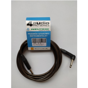 4Audio GT1075 3m przewód gitarowy Jack kątowy Jack czarne złącza