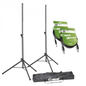 Adam Hall Stands SPS 023 SET 4 - Zestaw skadajcy si z 2 stojakw gonikowych, torby oraz standardowych kabli gonikowych (jack 6,3 mm)