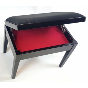 MStar Etiuda S �awa do pianina ze schowkiem na nuty, kolor: czarny mat, siedzisko: czarny welur