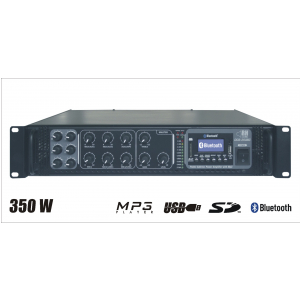RH Sound DCB-350BC+BT wzmacniacz radiowzowy 350W (100V, 70V, 4-8-16 Ohm), 6 stref z indywidualn regulacj gonoci, Bluetooth